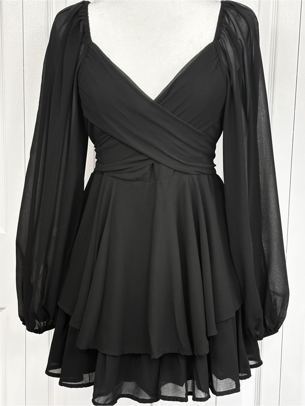 NWT Fashion Nova Black Sheer Long Sleeve Let's Stay Together Romper XL